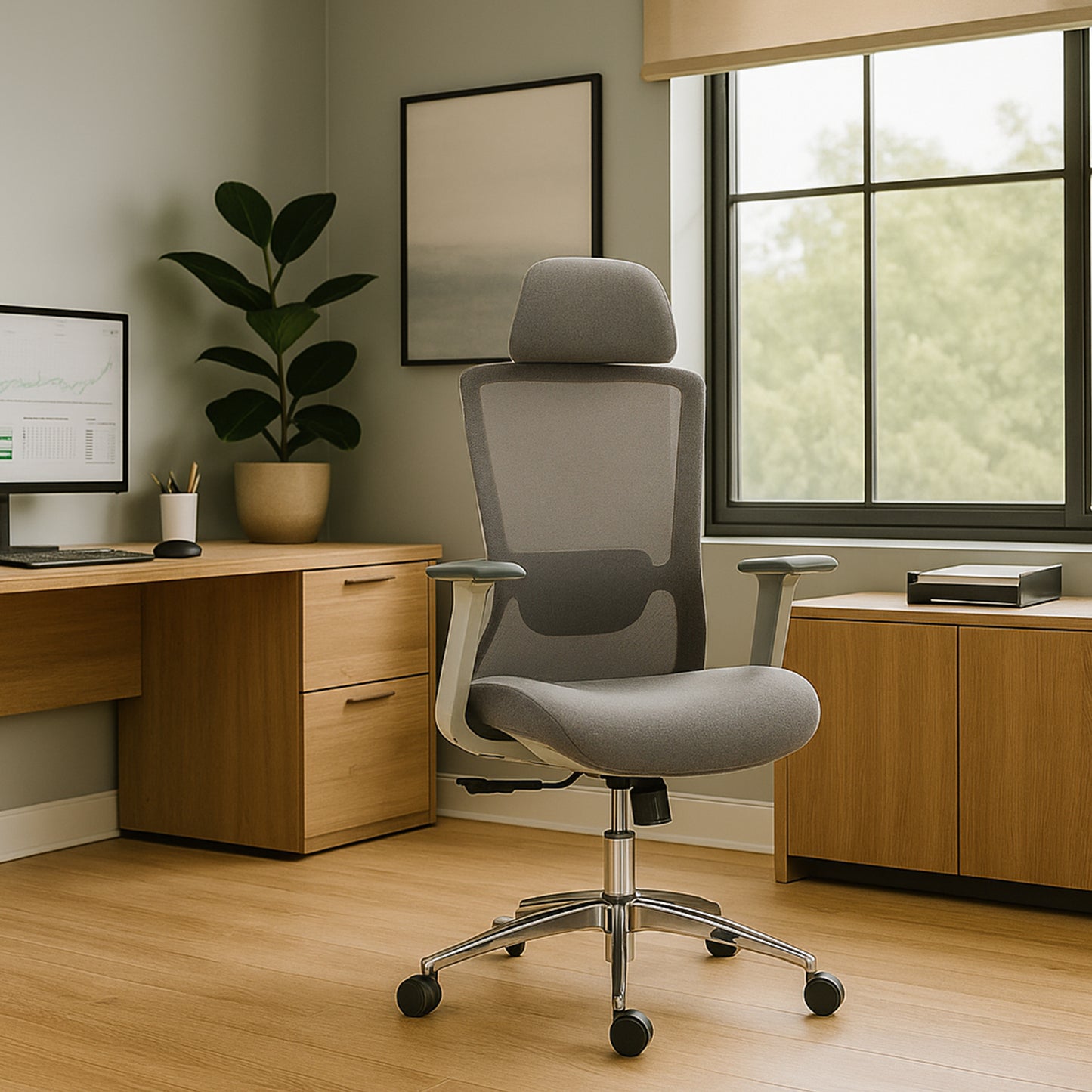 High-Back Mesh Office Chair – Ergonomic Design with Breathable Support, Model 8322H-GR