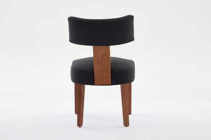 064 - Set of 2 Linen Fabric Modern Armless Dining Chairs With Curved backrest and Solid Wooden Legs for Dining Room Living Room ,Black furniture by GetPawGo