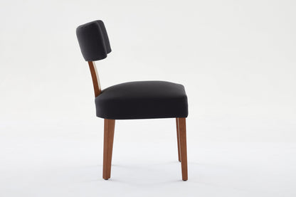 064 - Set of 2 Linen Fabric Modern Armless Dining Chairs With Curved backrest and Solid Wooden Legs for Dining Room Living Room ,Black furniture by GetPawGo