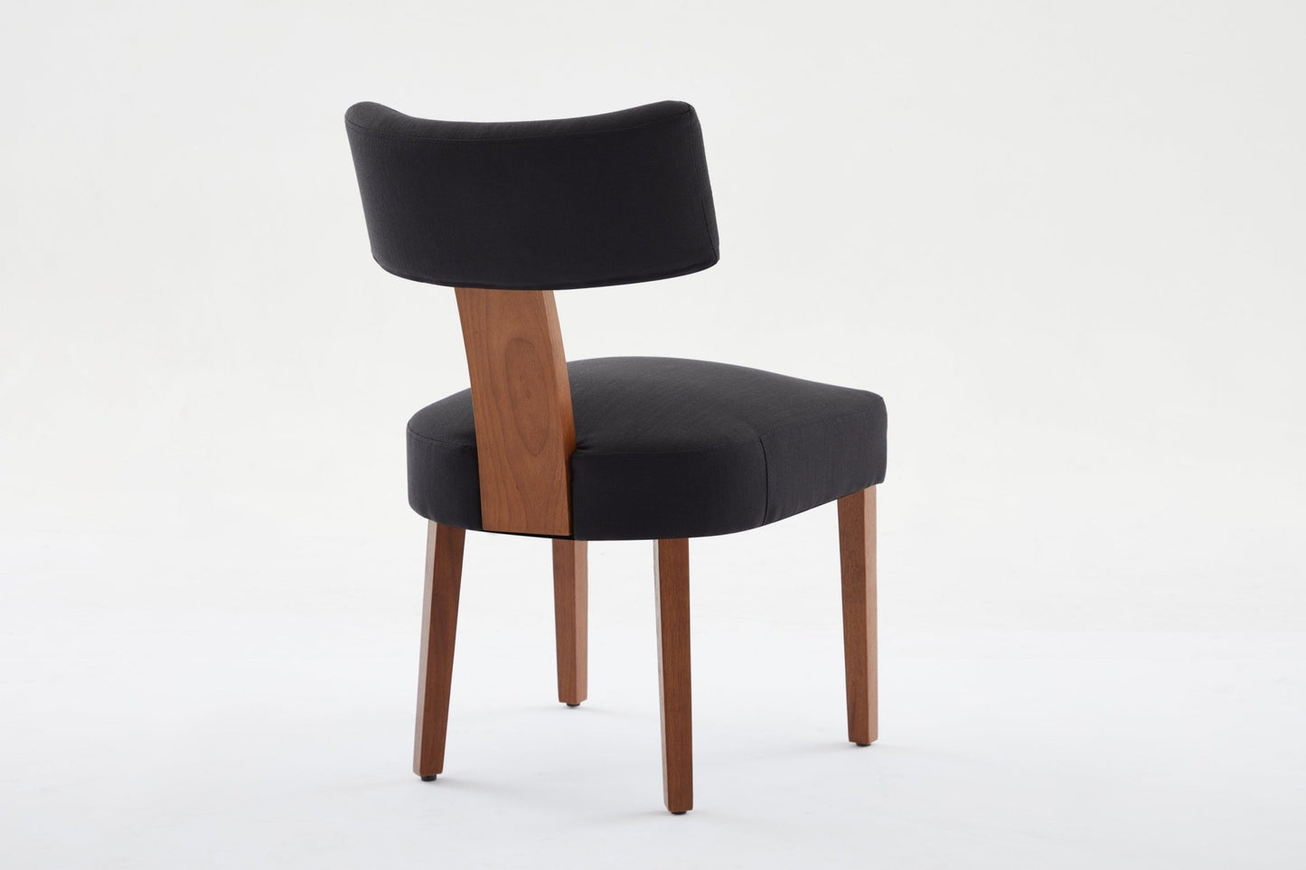 064 - Set of 2 Linen Fabric Modern Armless Dining Chairs With Curved backrest and Solid Wooden Legs for Dining Room Living Room ,Black furniture by GetPawGo