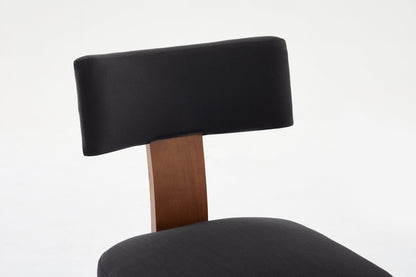 064 - Set of 2 Linen Fabric Modern Armless Dining Chairs With Curved backrest and Solid Wooden Legs for Dining Room Living Room ,Black furniture by GetPawGo
