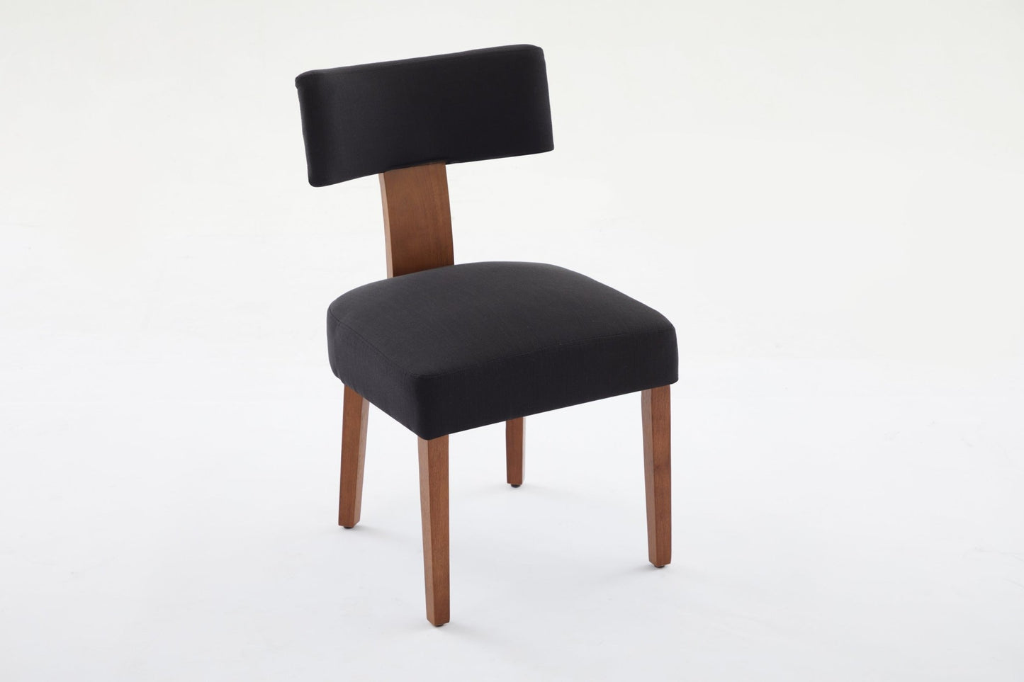 064 - Set of 2 Linen Fabric Modern Armless Dining Chairs With Curved backrest and Solid Wooden Legs for Dining Room Living Room ,Black furniture by GetPawGo