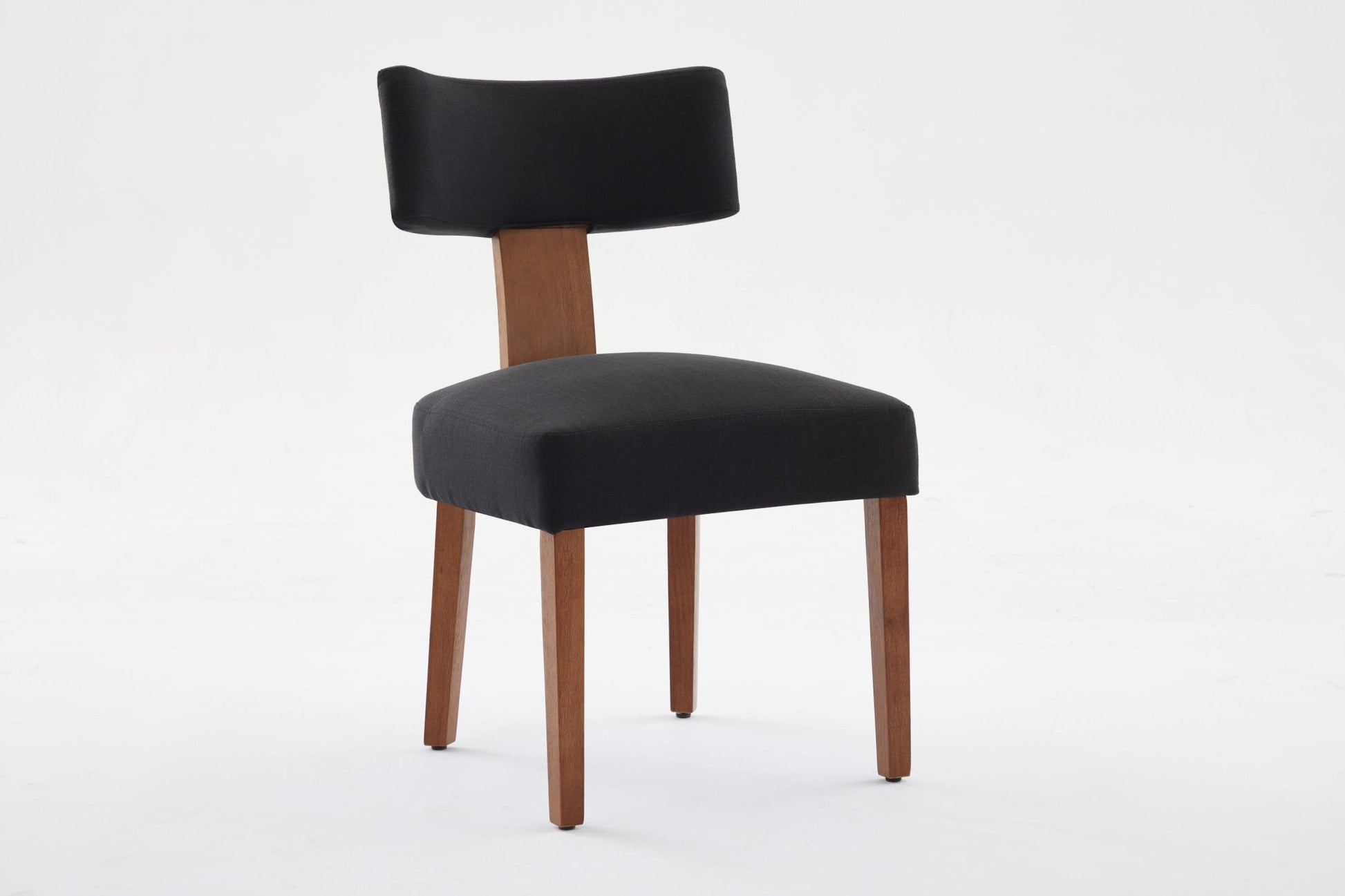 064 - Set of 2 Linen Fabric Modern Armless Dining Chairs With Curved backrest and Solid Wooden Legs for Dining Room Living Room ,Black furniture by GetPawGo