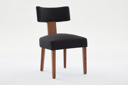 064 - Set of 2 Linen Fabric Modern Armless Dining Chairs With Curved backrest and Solid Wooden Legs for Dining Room Living Room ,Black furniture by GetPawGo