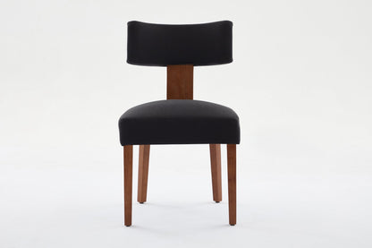 064 - Set of 2 Linen Fabric Modern Armless Dining Chairs With Curved backrest and Solid Wooden Legs for Dining Room Living Room ,Black furniture by GetPawGo
