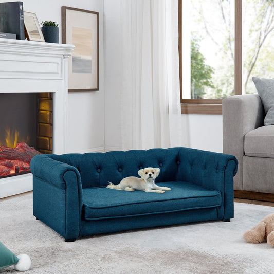 40” x 23” x 14” Elevated Dog Sofa Bed with Durable Frame and Blue Foam Cushion – Comfortable Rectangular Pet Bed furniture by GetPawGo