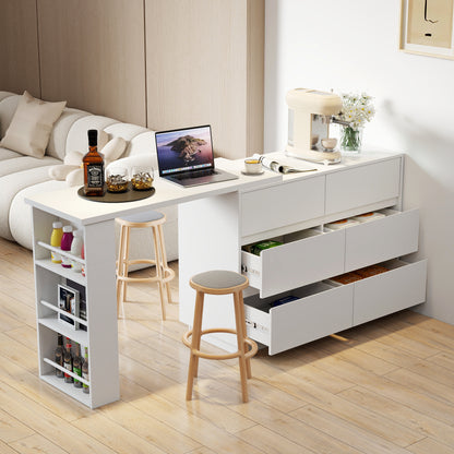 Modern L-Shaped Computer Desk – Corner Home Office Workstation with Drawers & Reversible Storage Cabinet