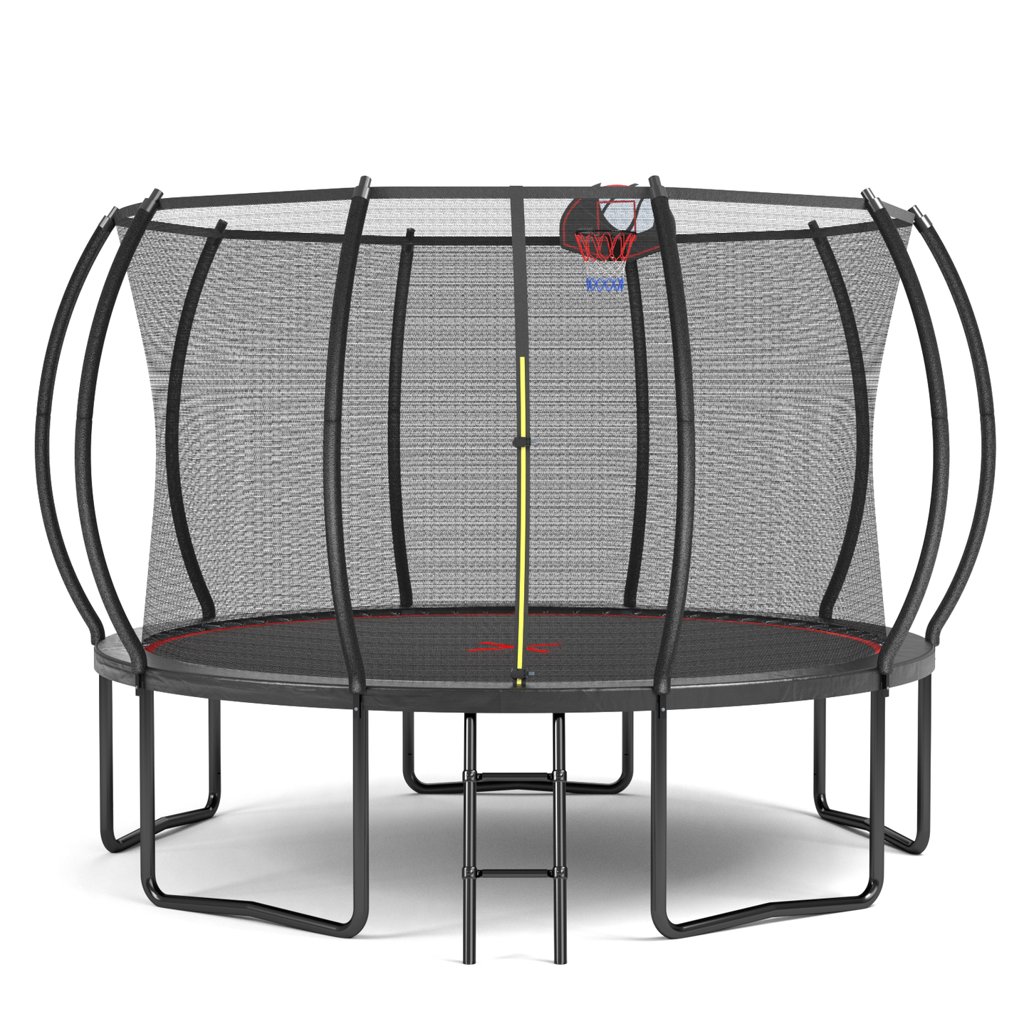 12FT YC Pumpkin Trampoline – Black & Red Design with Ladder, Outdoor Fun for Kids & Adults