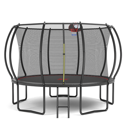 12FT YC Pumpkin Trampoline – Black & Red Design with Ladder, Outdoor Fun for Kids & Adults
