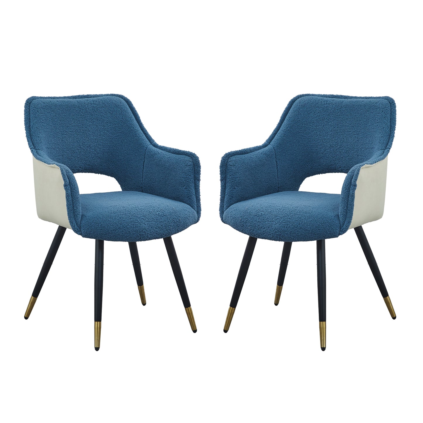 Set of 2 Blue Fabric Accent Chairs – Stylish Side Chairs for Living Room, Bedroom, Kitchen or Vanity (23″ x 23″ x 34″)