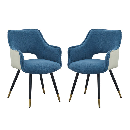 Set of 2 Blue Fabric Accent Chairs – Stylish Side Chairs for Living Room, Bedroom, Kitchen or Vanity (23″ x 23″ x 34″)