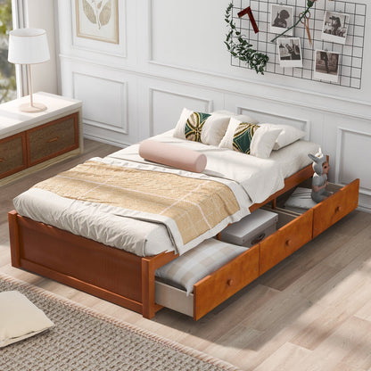 Orisfur Twin Size Platform Bed – Space-Saving Design with 3 Built-In Storage Drawers