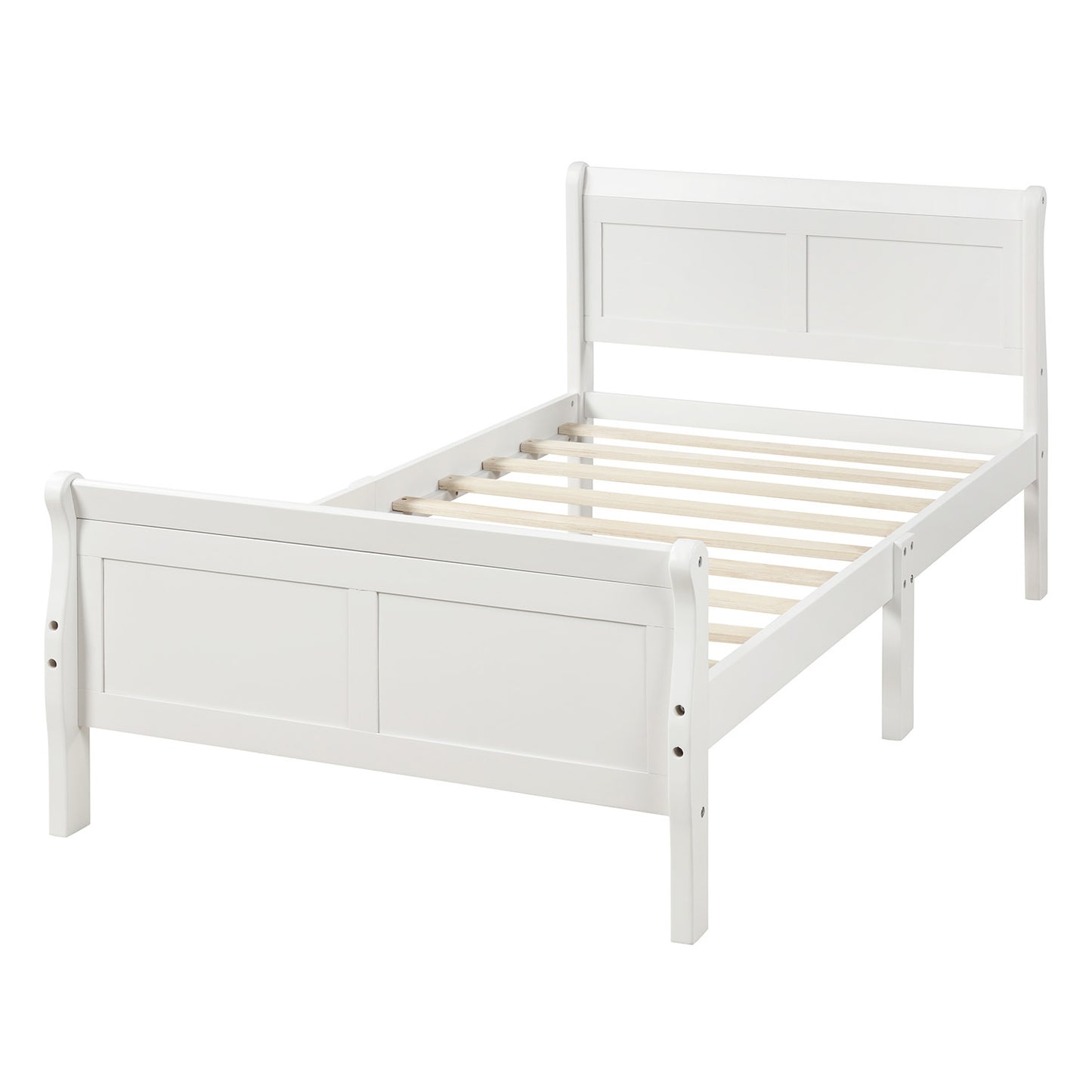 Minimalist Twin Wood Platform Bed Frame – Solid Wood Support with Headboard & Footboard
