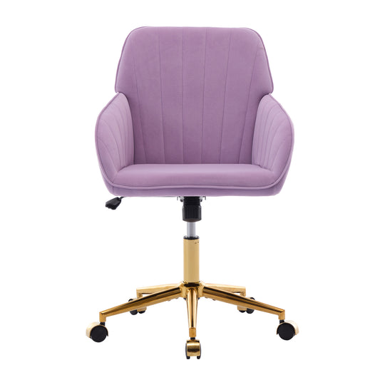 Lilac Velvet Ergonomic Swivel Office Chair – Adjustable Design with Supportive Backrest for Comfortable Long Sitting
