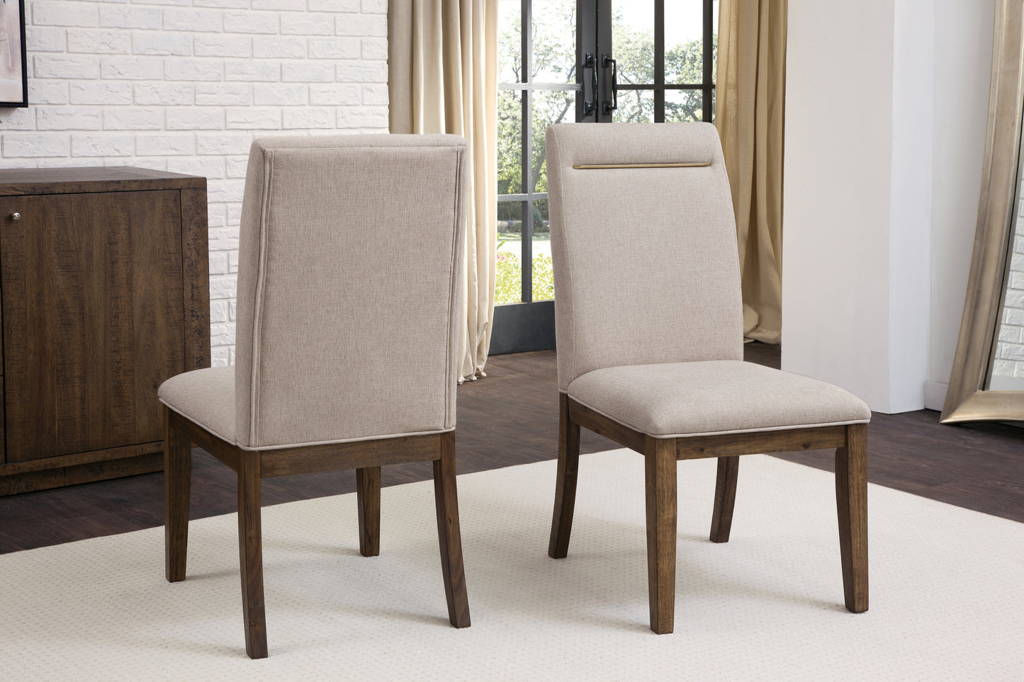 Set of 2 Garland Side Chairs – Dark Brown Upholstered Dining or Accent Chairs