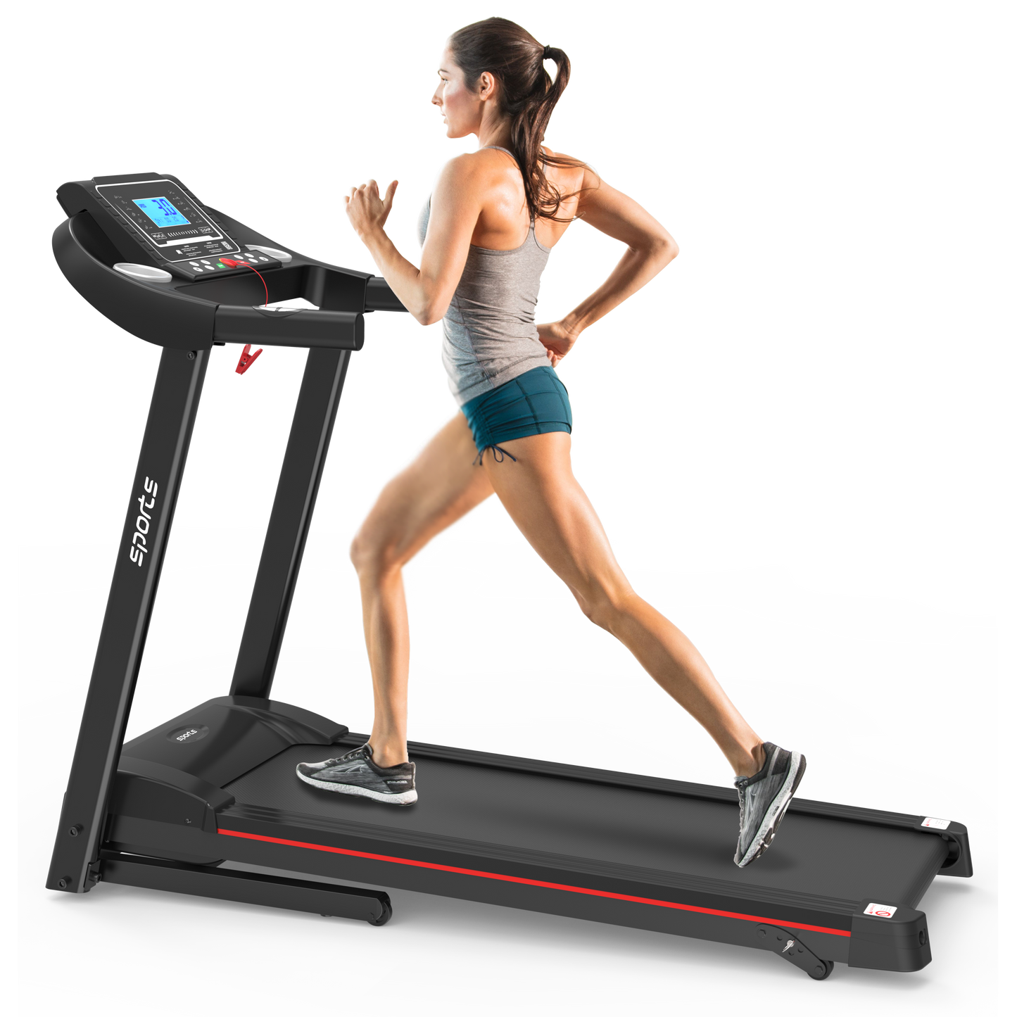 Fitshow Foldable Treadmill with Incline – Electric Home Running Machine with 5″ LCD Display, Bluetooth Music & 250 lb Capacity
