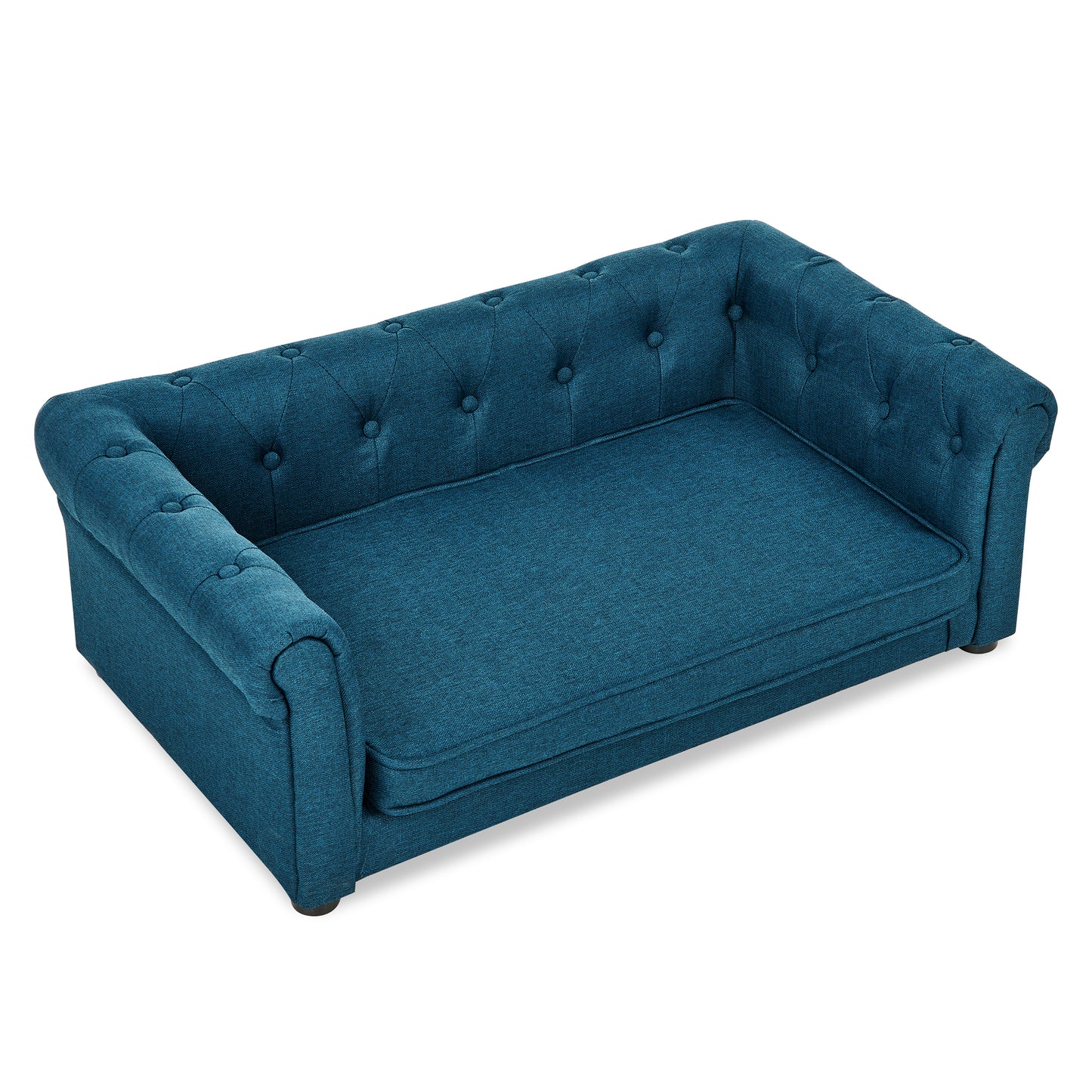 40” x 23” x 14” Elevated Dog Sofa Bed with Durable Frame and Blue Foam Cushion – Comfortable Rectangular Pet Bed