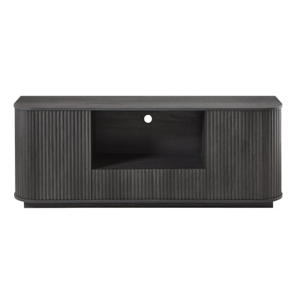 Modern Black Wavy TV Stand – 64″ Storage Sideboard with Rounded Edges, Particleboard & MDF Construction