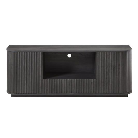 Modern Black Wavy TV Stand – 64″ Storage Sideboard with Rounded Edges, Particleboard & MDF Construction