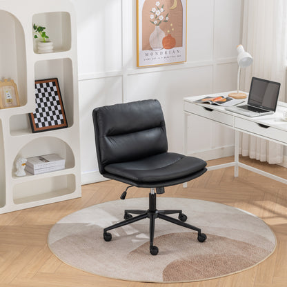 Bizerte Black Adjustable Swivel Criss-Cross Chair – Wide Seat Design for Office or Vanity Use